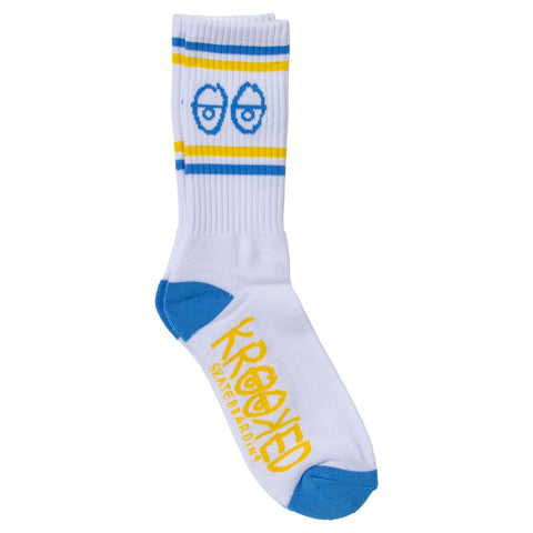 KROOKED EYES SOCK WHITE / BLUE / YELLOW
