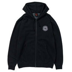 SPITFIRE WEBBED CLASSIC ZIP HOOD BLACK VINTAGE WASH w/ EMBROIDERY