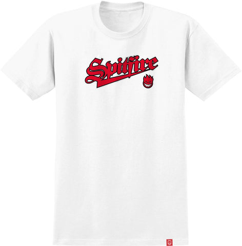 SPITFIRE BASEBALL BIGHEAD TEE WHITE w/ RED, BLACK & WHITE PRINT