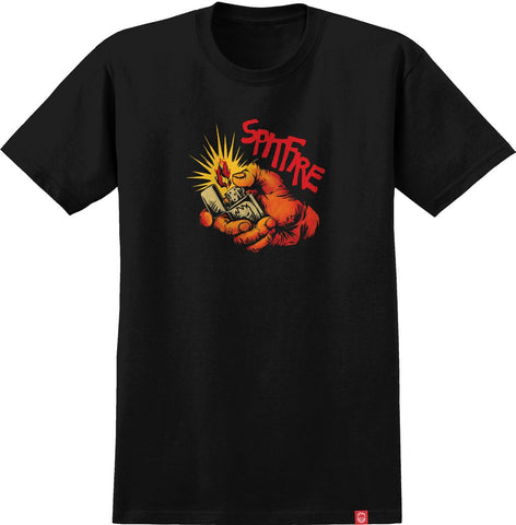SPITFIRE LIGHT EM UP TEE BLACK w/ MULTI COLOR PRINT