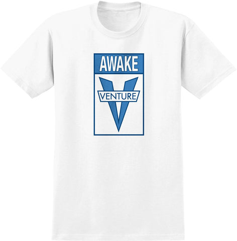VENTURE AWAKE TEE WHITE w/ LIGHT BLUE & DARK BLUE PRINT