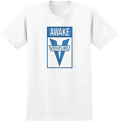 VENTURE AWAKE TEE WHITE w/ LIGHT BLUE & DARK BLUE PRINT