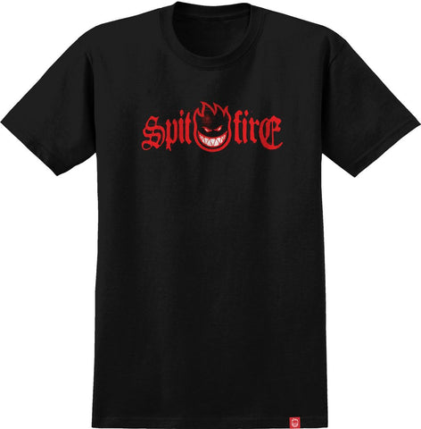 SPITFIRE BIGHEAD TONER TEE BLACK w/ RED, BLACK & WHITE PRINT