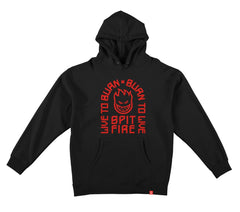 SPITFIRE LTB ARCH HOOD BLACK w/ RED PRINT
