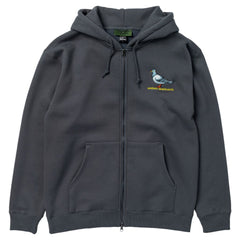 ANTIHERO LIL PIGEON EMB HEAVYWEIGHT ZIP HOOD CHARCOAL(SOLID) w/ MULTI COLOR EMBROIDERY