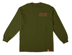 SPITFIRE GAS MASK L/S TEE MILITARY GREEN w/ MULTI COLOR PRINTS