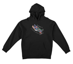 THERE CITY BOX FIT HOOD BLACK w/ MULTI COLOR PRINT