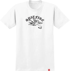 SPITFIRE MOLOTOV OLD E TEE WHITE w/ BLACK & WHITE PRINTS