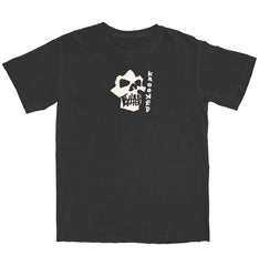 KROOKED SKULLS GARMENT DYED TEE BLACK w/ RAW DISCHARGE PRINT
