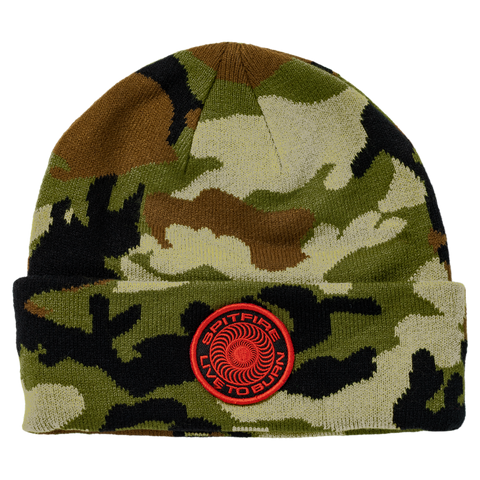 SPITFIRE CLASSIC '87 SWIRL LTB PATCH CUFF BEANIE WOODLAND CAMO / BLACK / RED