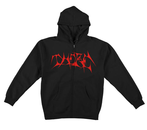 THERE PMO ZIP HOOD BLACK w/ RED PRINT