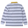 KROOKED SUN HEART RUGBY SHIRT WHITE / NAVY w/ YELLOW & RED EMBROIDERY