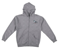 ANTIHERO LIL PIGEON EMB ZIP HOOD GREY HEATHER w/ MULTI COLOR EMBROIDERY