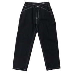 KROOKED SUN HEART CARPENTER PANT BLACK w/ YELLOW & RED EMBROIDERY