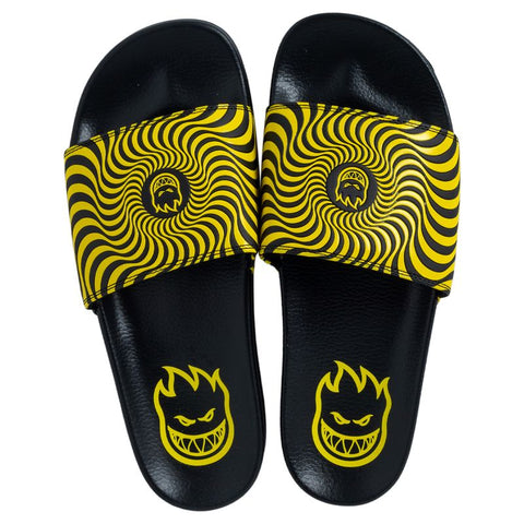 SPITFIRE BIGHEAD SWIRL SLIDES BLACK / YELLOW