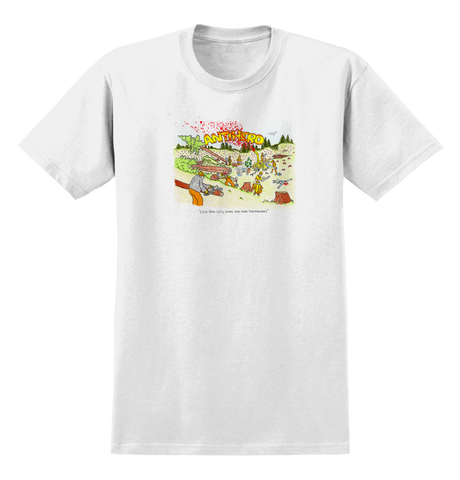 ANTIHERO POROUS WALKER TEE WHITE w/ MULTICOLOR PRINT