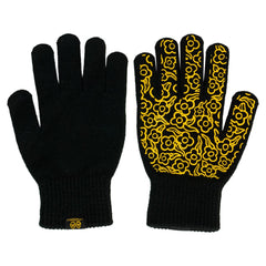 KROOKED FLOWERS KNIT GLOVES BLACK / GOLD