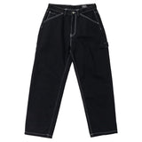 KROOKED SUN HEART CARPENTER PANT BLACK w/ YELLOW & RED EMBROIDERY