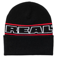 REAL BANDED CUFF BEANIE BLACK / RED / WHITE