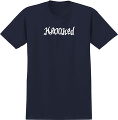 KROOKED DOUBLE OK SCRIPT TEE TRUE NAVY w/ WHITE PRINT