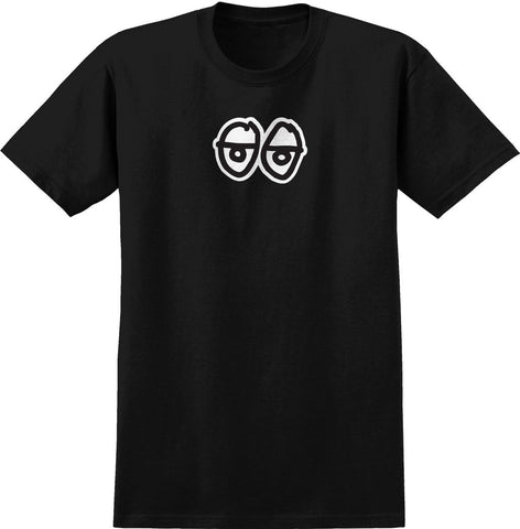 KROOKED EYES LG RINGSPUN TEE BLACK w/ BLACK & WHITE PRINT