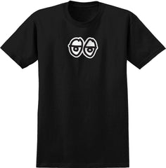 KROOKED EYES LG RINGSPUN TEE BLACK w/ BLACK & WHITE PRINT