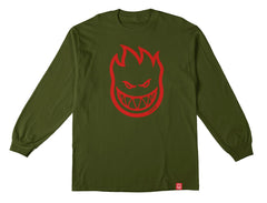 SPITFIRE BIGHEAD L/S TEE MILITARY GREEN w/ RED PRINT