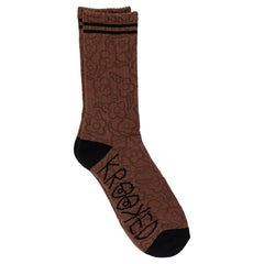 KROOKED MULTI FLOWERS SOCK BROWN / BLACK