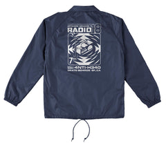 ANTIHERO RADIO 18 DBL WINDBREAKER JACKET DEEP NAVY w/ WHITE PRINTS