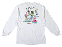 ANTIHERO I FARTED IN YOGA L/S POCKET TEE WHITE w/ MULTI COLOR PRINTS