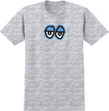 KROOKED EYES LG TEE ASH GREY(HEATHER) w/ BLUE, BLACK & WHITE PRINT