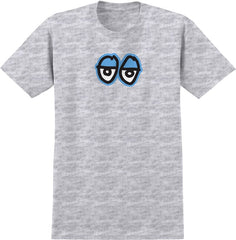 KROOKED EYES LG TEE ASH GREY(HEATHER) w/ BLUE, BLACK & WHITE PRINT