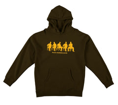 THERE TRADESHOW BOX FIT HOOD BROWN w/ YELLOW PRINT