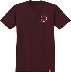 SPITFIRE CLASSIC SWIRL OVERLAY TEE BURGUNDY w/ RED & WHITE PRINTS
