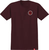 SPITFIRE CLASSIC SWIRL OVERLAY TEE BURGUNDY w/ RED & WHITE PRINTS