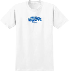 REAL TOW TEE WHITE w/ BLUE TONAL PRINT