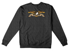 ANTIHERO EAGLE HEAVYWEIGHT CREWNECK CHARCOAL HEATHER w/ BLACK MULTI COLOR PRINT