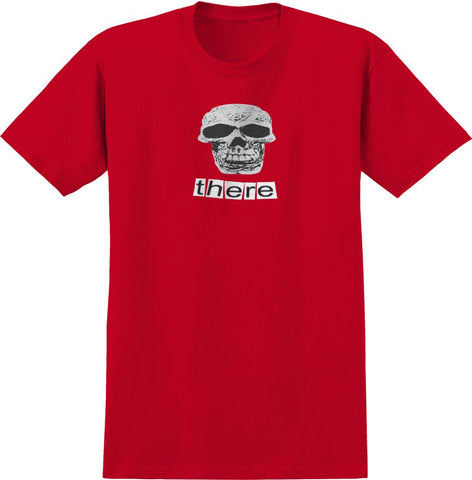 THERE SKULL TEE RED w/ BLACK & WHITE PRINT