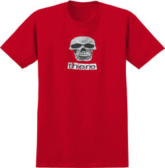 THERE SKULL TEE RED w/ BLACK & WHITE PRINT