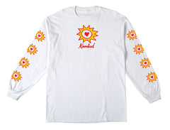 KROOKED SUN HEART SLEEVE L/S TEE WHITE w/ RED & YELLOW PREMIUM PRINTS
