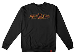 SPITFIRE OLD E DROP FLAME FILL HEAVYWEIGHT CREWNECK BLACK w/ MULTI COLOR PRINT