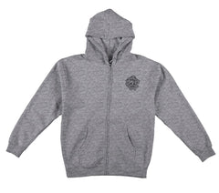 KROOKED KROOKED MG ZIP HOOD GREY HEATHER w/ MULTI COLOR PRINT