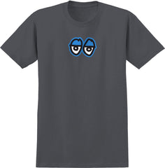 KROOKED EYES LG TEE CHARCOAL (SOLID) w/ BLUE, BLACK & WHITE PRINT
