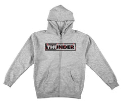 THUNDER BAR BOLT STRIKE HEAVYWEIGHT ZIP HOOD HEATHER GREY w/ BLACK & RED PRINT