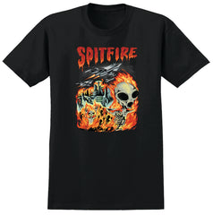 SPITFIRE INVASION TEE BLACK w/ MULTICOLOR PRINT