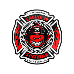 SPITFIRE X SFFD ENGINE 29 FIREFIGHTERS CROSS STICKER